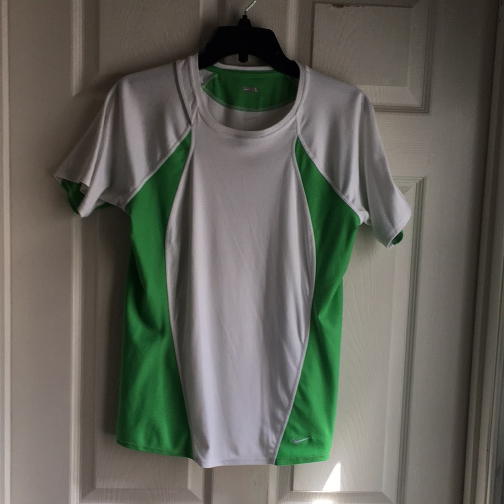 Nike Dri-FIT White & Green Athletic Tee